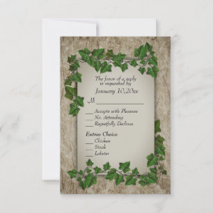 Green Vines on Wood RSVP with Entree Choices Card