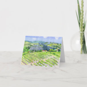Green Vineyard Hills – Watercolor Landscape Thank You Card