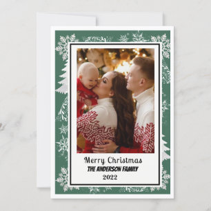 Green Vintage Botanical Frame Merry Christmas card