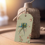 Green Vintage Botanical Thank You Gift Tag<br><div class="desc">Express your gratitude with this elegant gift tag, part of a botanical wedding suite that captures the essence of a vintage garden. Adorned with coral and peach orchid illustrations that curve gracefully around the edges, this tag features a classic, textured parchment background. The design is highlighted by a chic sky...</div>