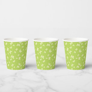Green vintage butterfly motif pattern paper cups