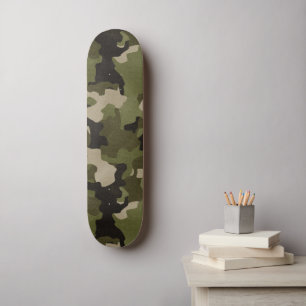 Green Vintage Camo Realistic Grunge Effect Skateboard