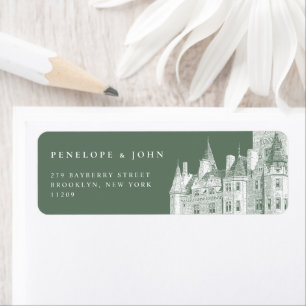 Green Vintage Castle Illustration Wedding Return