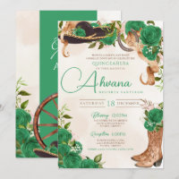 Green Vintage Charra Quinceanera Western Roses