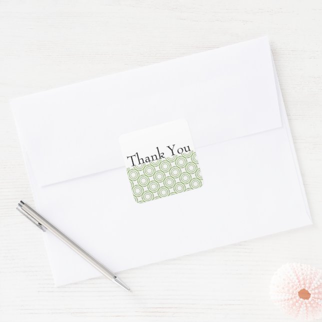 Green Vintage Circle Pattern Thank You Sticker (Envelope)
