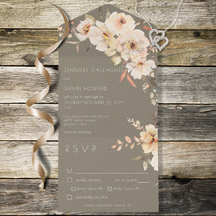 Green Vintage Cream Floral All In One Invitation