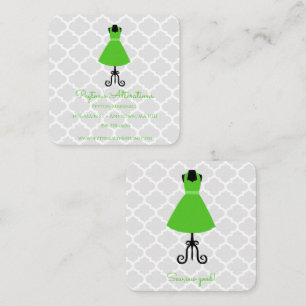 Green Vintage Dress Seamstress and Alterations Square Business Card