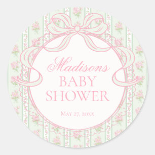 Green Vintage Fancy Floral Baby Shower Seal