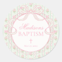 Green Vintage Fancy Floral Baptism Envelope Seal