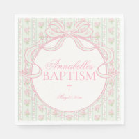 Green Vintage Fancy Floral Baptism Table Decor