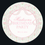Green Vintage Fancy Floral Birthday Circle Seal<br><div class="desc">A charming blend of vintage elegance and playful femininity, this party decor collection features soft preppy florals paired with delicate coquette bows. Designed to feel timeless yet fresh, each piece brings a sweet, polished touch to your celebration. ★ Let me help you plan your next party! ★ If you need...</div>