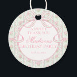 Green Vintage Fancy Floral Birthday Party Circle Favour Tags<br><div class="desc">A charming blend of vintage elegance and playful femininity, this party decor collection features soft preppy florals paired with delicate coquette bows. Designed to feel timeless yet fresh, each piece brings a sweet, polished touch to your celebration. ★ Let me help you plan your next party! ★ If you need...</div>