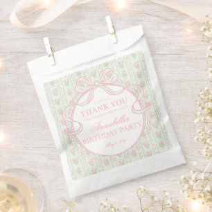 Green Vintage Fancy Floral Birthday Party Dessert Favour Bags