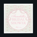 Green Vintage Fancy Floral Bridal Shower Dessert Napkin<br><div class="desc">A charming blend of vintage elegance and playful femininity, this party decor collection features soft preppy florals paired with delicate coquette bows. Designed to feel timeless yet fresh, each piece brings a sweet, polished touch to your celebration. ★ Let me help you plan your next party! ★ If you need...</div>