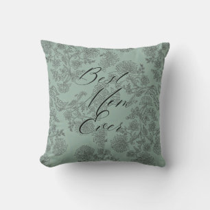 Green vintage floral pattern cushion