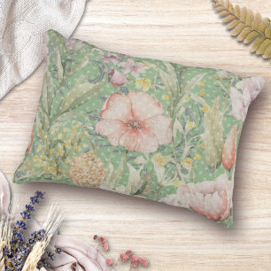 Green Vintage Floral Pattern With Polka Dots Decorative Cushion