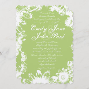 Green Vintage Floral Rustic Country Wedding invite