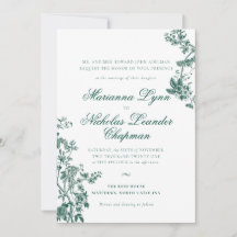 Green Vintage Floral Wedding Suite Invitation