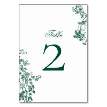 Green Vintage Floral Wedding Suite Table Numbers