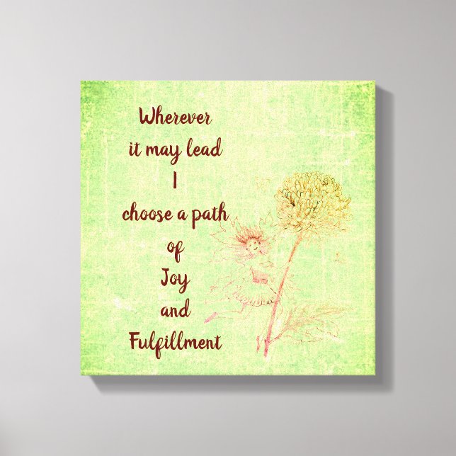 Green vintage flower fairy inspirational quote canvas print (Front)
