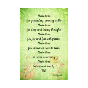 Green Vintage flower fairy mindfulness poem art Canvas Print