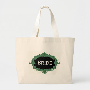 Green Vintage Frame Bride Large Tote Bag