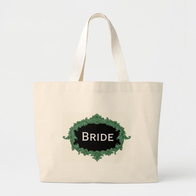 Green Vintage Frame Bride Large Tote Bag (Front)
