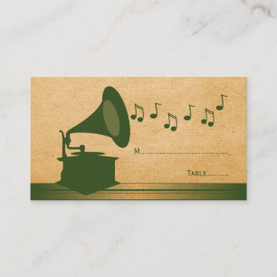 Green Vintage Gramophone Place Card