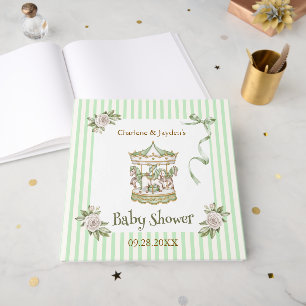 Green Vintage Horse Carousel Baby Shower Guest Book