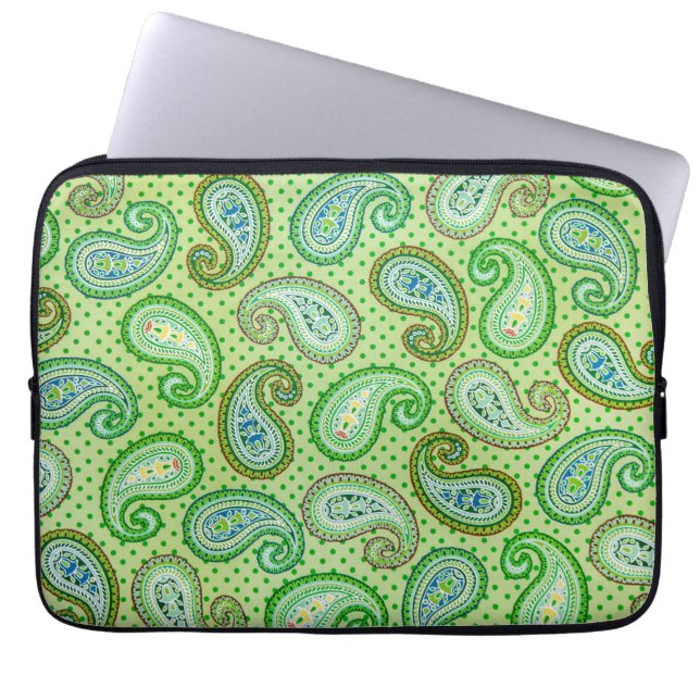 Green Vintage Pattern Texture Laptop Sleeve (Front)