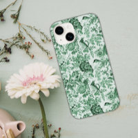 Green Vintage Pheasants Floral Toile de Jouy