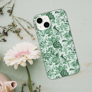 Green Vintage Pheasants Floral Toile de Jouy Case-Mate iPhone 14 Case