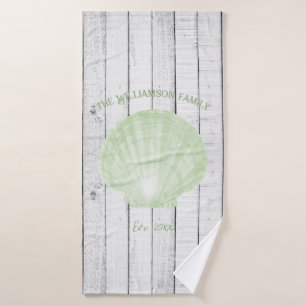 Green Vintage Scallop Shell Bath Towel Set