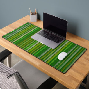 Green Vintage Striped Pattern Art Desk Mat Pad