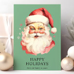 Green Vintage Watercolor Santa Claus Christmas<br><div class="desc">Send festive greetings with our Green Vintage Watercolor Santa Claus Christmas Holiday Card! This charming card features a nostalgic watercolor illustration of Santa Claus set against a vibrant background, adorned with delicate snowflakes. Perfect for spreading holiday cheer, this card captures the timeless spirit of Christmas. The inside is blank, allowing...</div>
