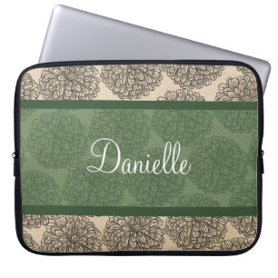 Green Vintage Zinnia Laptop Sleeve