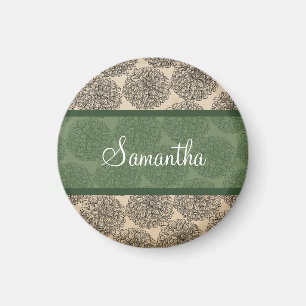 Green Vintage Zinnia Magnet