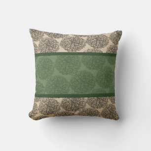 Green Vintage Zinnia Pillow