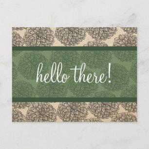 Green Vintage Zinnia Postcard