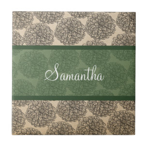 Green Vintage Zinnia Tile