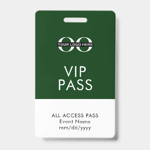 Green VIP Access Badge Custom Logo Event Info ID Badge