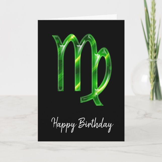 Green Virgo Sign Birthday Card (Front)