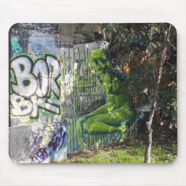 Green Visitor From Outer Space Graffiti Mouse Pad (Front)