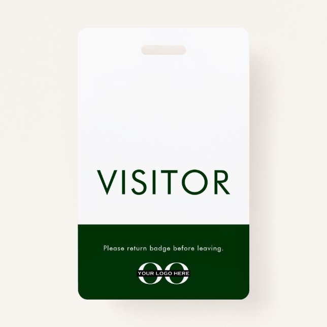 Green Visitor Pass with Customisable Logo ID Badge (Front)