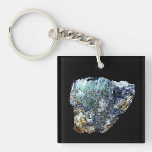 Green Vivianite Crystal Heart Valentine Key Ring