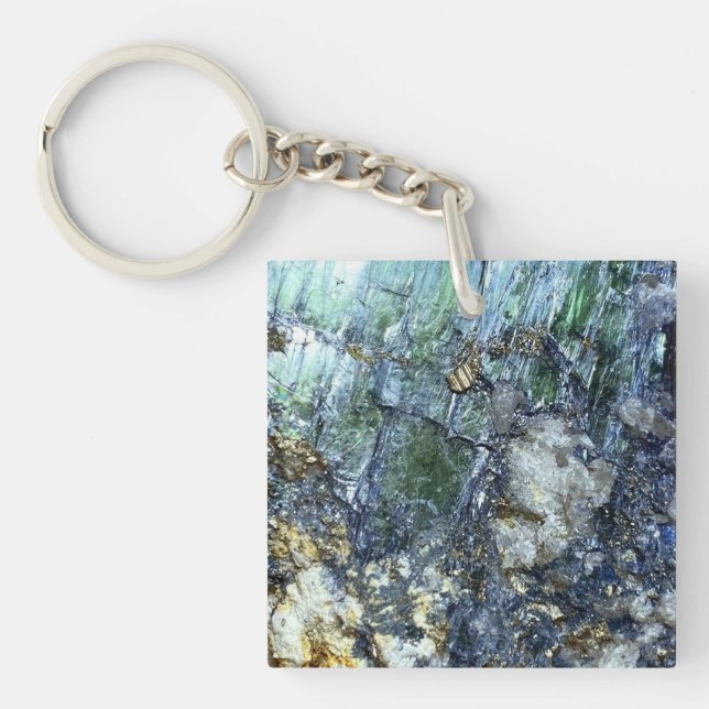 Green Vivianite Crystal  Key Ring (Front)