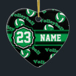 Green Volleyball Ceramic Tree Decoration<br><div class="desc">Volleyball Sport Player Christmas Ornament ready for you to personalise. Makes a wonderful personalise gift for your volleyball player, coach, fan, etc... ⭐This Product is 100% Customisable. *****Click on CUSTOMIZE BUTTON to add, delete, move, resize, changed around, rotate, etc... any of the graphics or text. 99% of my designs in...</div>