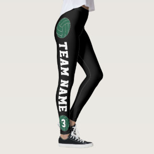 Green Volleyball Custom Team Name & Player Number Leggings