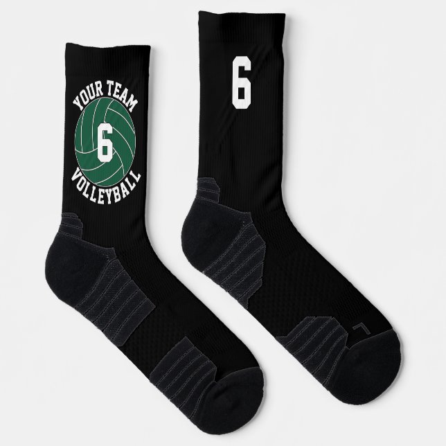 Green Volleyball Custom Team Name & Player Number Socks (Right)