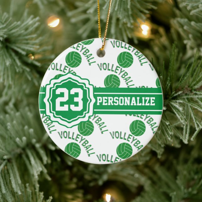 Green Volleyball | DIY Name and Number Ceramic Tree Decoration (Tree)